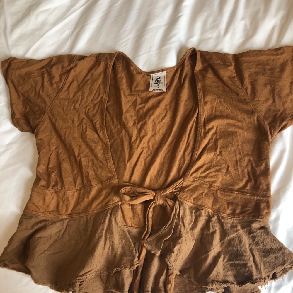 Free People crop tie front shirt - Picture 2 of 3